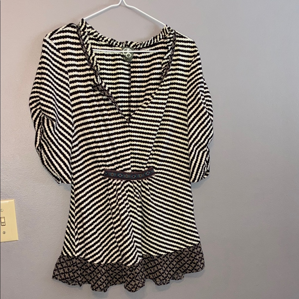 One September Black and White Stripe Blouse/Tunic